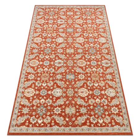 Covor din lână SOHO cu flori teracotă, stil natural, ideal pentru living