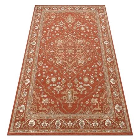 Covor din lână SOHO cu ornament teracotă și bej, design elegant