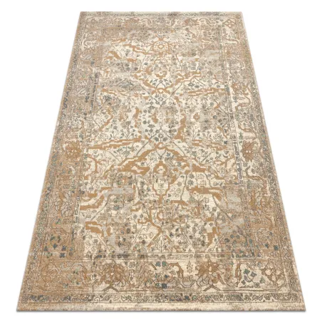 Covor din lână SOHO 477.04.LA113 în bej natural și maro, design ornamentat elegant