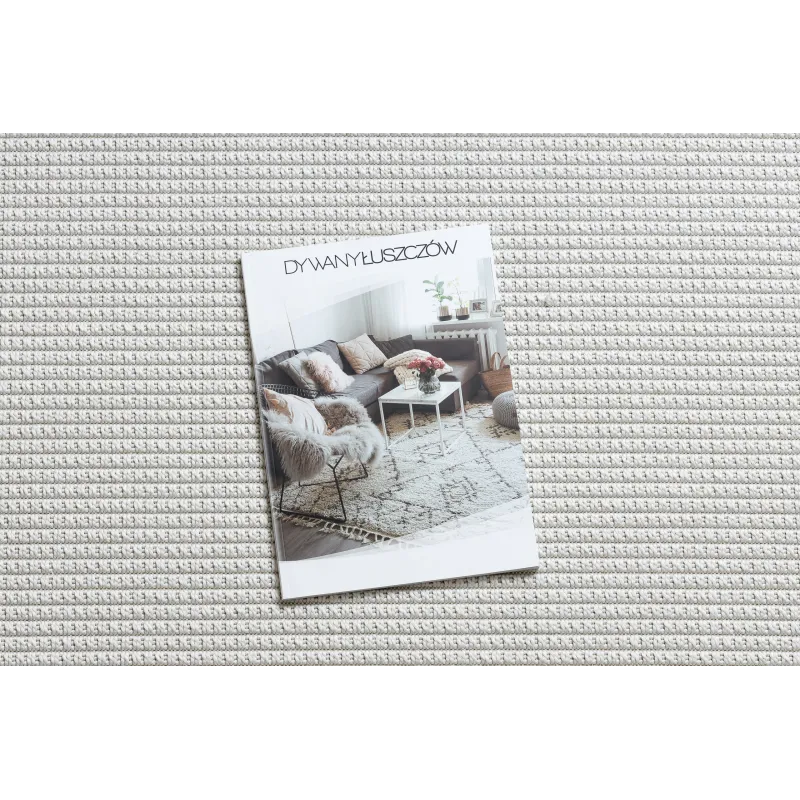 Covor alb rotund TIMO 5979 din sisal, ideal pentru exterior