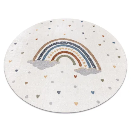 Covor rotund BONO 724 RAINBOW HEART crem gri deschis - covor modern