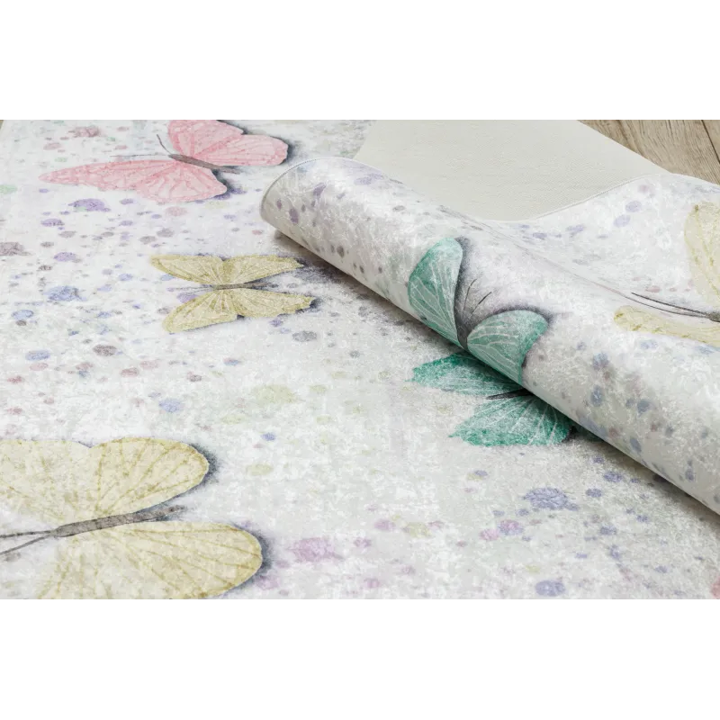 Covor BAMBINO 1610 crem, cu fluturi, perfect pentru camera copiilor