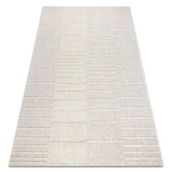 Covor geometric din lână în nuanțe de bej și gri, stil loft