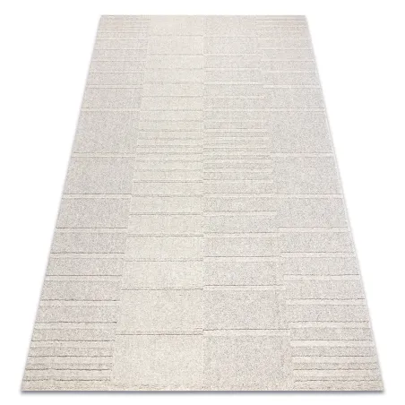 Covor geometric din lână în nuanțe de bej și gri, stil loft
