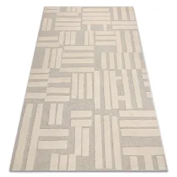 Covor geometric din lână în nuanțe de crem și bej, stil loft