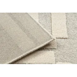 Covor pentru living în stil loft, model geometric în nuanță crem