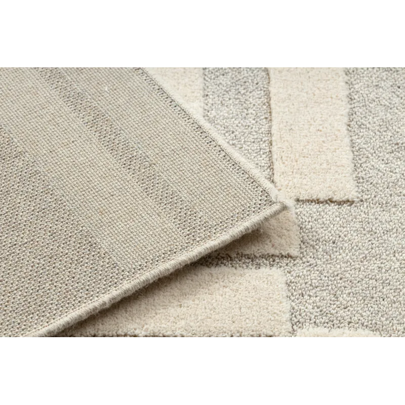 Covor pentru living în stil loft, model geometric în nuanță crem