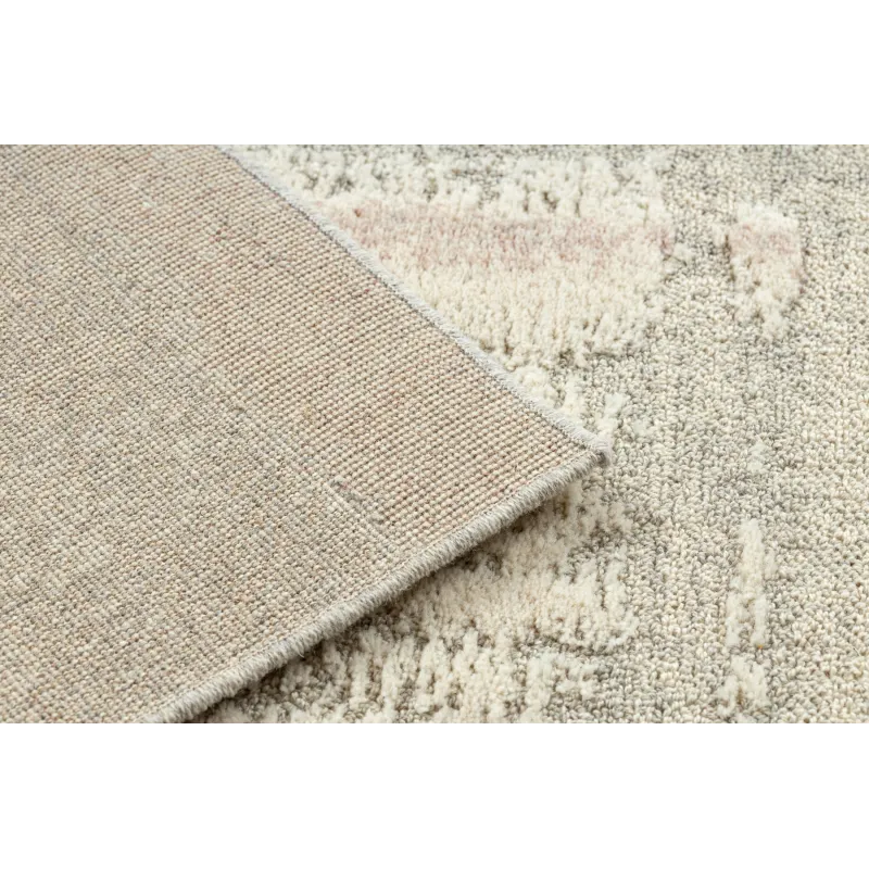 Covor FLUX cu model structural din lână în nuanțe de crem și roz