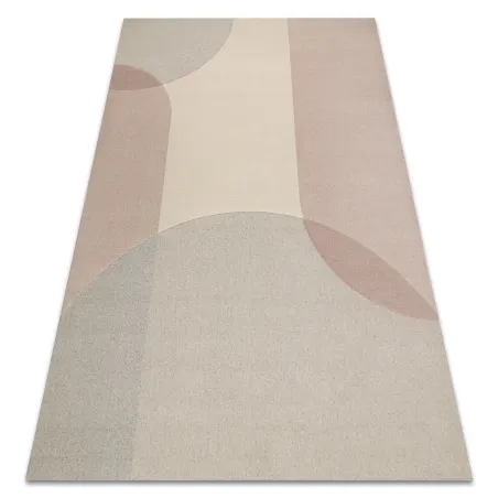 Covor geometric din lână în nuanțe de bej și roz, stil loft