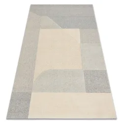 Covor geometric FLUX 461.12.AE120 din lână în nuanțe de crem și gri
