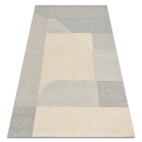 Covor geometric FLUX 461.12.AE120 din lână în nuanțe de crem și gri