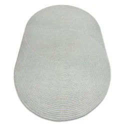 Covor FLUX oval din lână, geometric, în nuanțe de albastru și crem