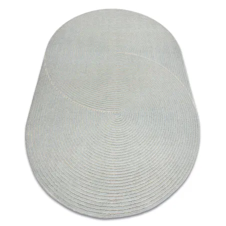 Covor FLUX oval din lână, geometric, în nuanțe de albastru și crem