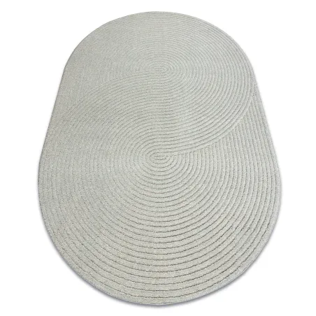 Covor oval FLUX din lână, geometric, albastru-gri, ideal pentru decorul modern