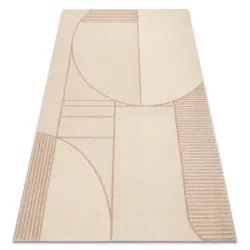Covor geometric FLUX din lână, bej și roz, ideal pentru living