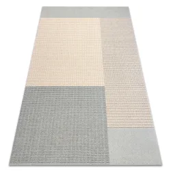 Covor din lână FLUX geometric în nuanțe de albastru și crem pentru decor modern