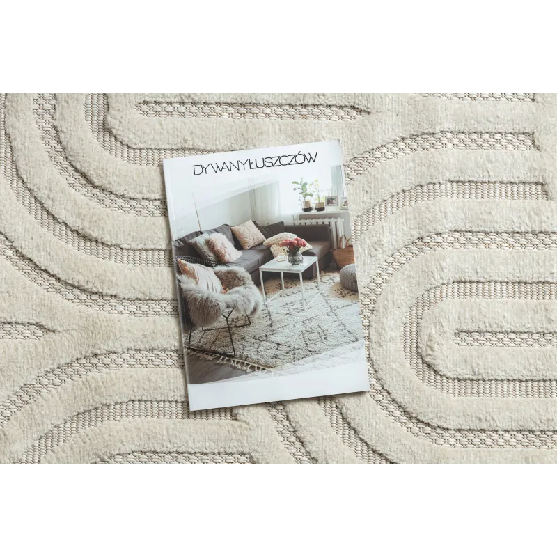 Covor alb SANTO din sisal, design modern, perfect pentru living