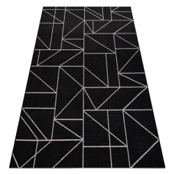 Covor geometric din sisal negru și argintiu, perfect pentru interior modern
