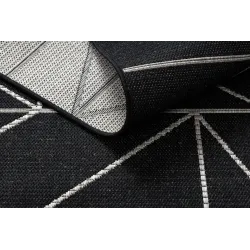 Covor din sisal pentru living, negru și argintiu, ideal pentru aranjamente moderne