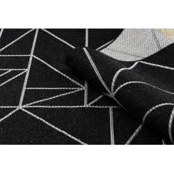 Covor din sisal în stil geometric, negru și argintiu, potrivit pentru orice cameră