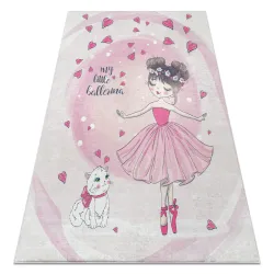Covor BAMBINO 2161, roz, antiderapant, cu balerina pentru camera copiilor
