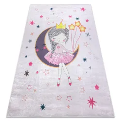 Covor BAMBINO 48060 roz cu stele, antiderapant pentru camera copiilor