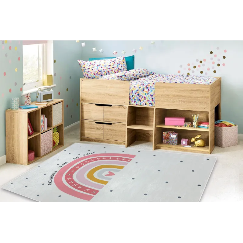 Covor BAMBINO 47810 alb și roz, perfect pentru camera copiilor