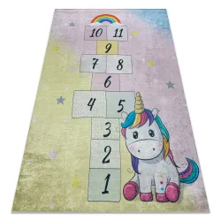 Covor BAMBINO 54060 Unicorn Spălabil, roz și galben, antiderapant pentru copii