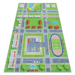 Covor BAMBINO 2624 spălabil pentru copii, verde și gri, antiderapant