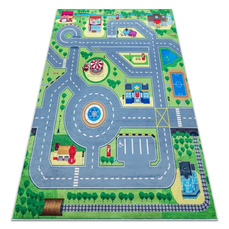 Covor BAMBINO 9028, verde-gri, spălabil pentru camera copiilor