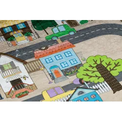 Covor BAMBINO 34600 pentru joacă în camera copiilor, bej și gri