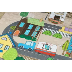Covor BAMBINO 34600 lavabil pentru grădină sau terasă, bej și gri
