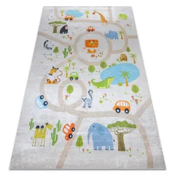 Covor BAMBINO 50230 lavabil, antiderapant pentru copii, bej și verde