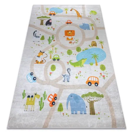 Covor BAMBINO 50230 lavabil, antiderapant pentru copii, bej și verde