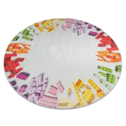 Covor BAMBINO 38480 rotund pentru copii, gri și galben, antiderapant