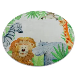 Covor BAMBINO 54090 rotund alb-verde, spălabil, pentru copii