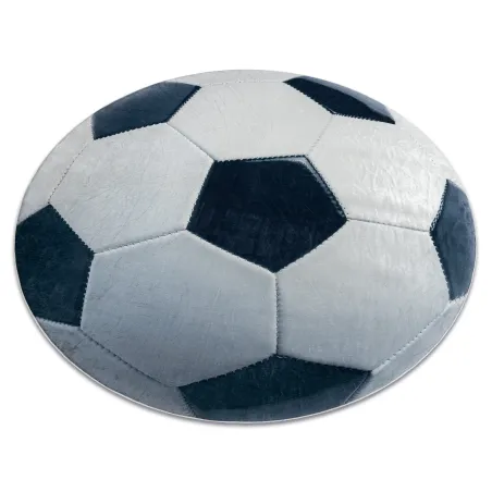 Covor BAMBINO 38540 rotund cu fotbal, antiderapant, negru și alb