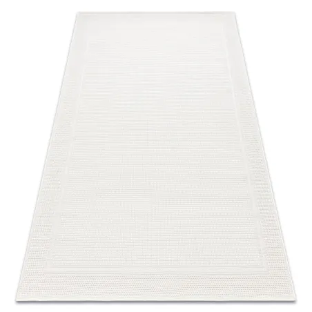 Covor TIMO 5979 din sisal cu cadru alb, perfect pentru exterior