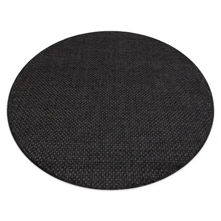 Covor rotund TIMO 0000 din sisal negru, ideal pentru exterior