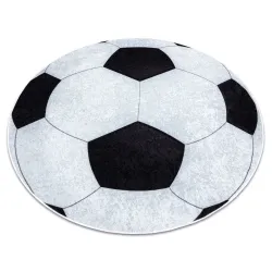 Covor pentru copii antiderapant în formă de fotbal, negru și alb