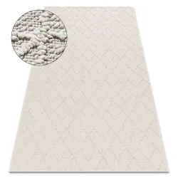 Covor geometric BOHO crem, cu textură structurală, 2 calitate