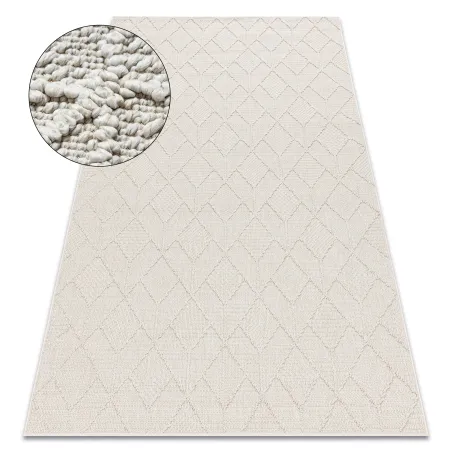 Covor geometric BOHO crem, cu textură structurală, 2 calitate