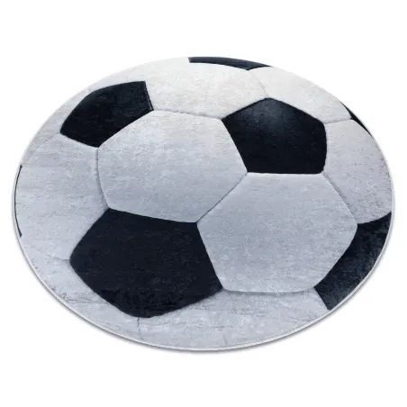 Covor BAMBINO 2139 în formă de fotbal, antiderapant negru/alb