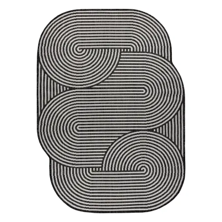 Covor geometric ORGANIC 1835 crema și negru, material natural