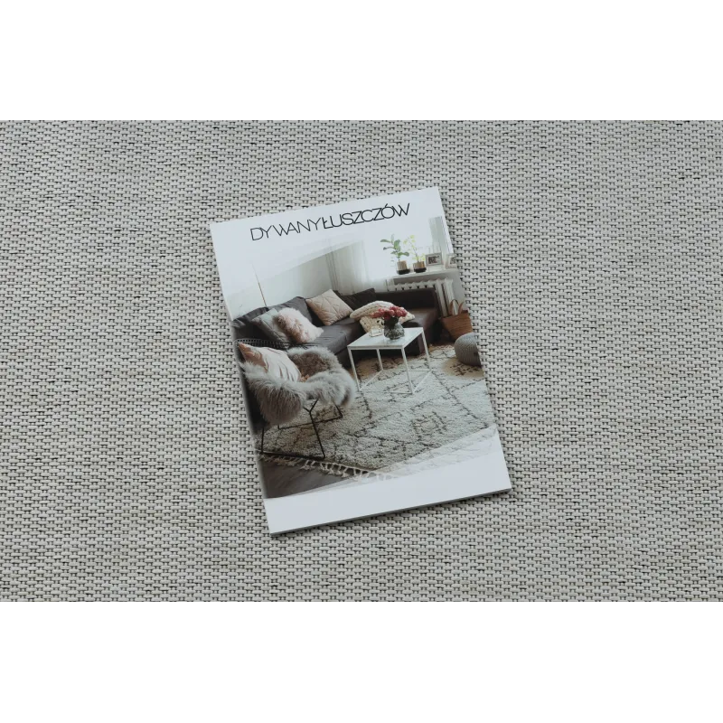Covor din sisal cu design modern, nuanțe crem și negru, formă neregulată