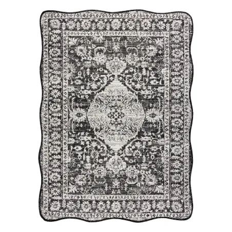 Covor ORGANIC 2762 din sisal, negru și ecru, formă modernă neregulată