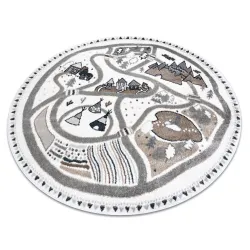 Covor pentru copii FUN Land crem, formă rotundă, 200cm, a doua alegere