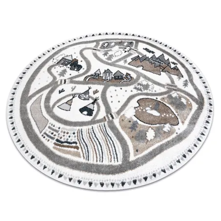 Covor pentru copii FUN Land crem, formă rotundă, 200cm, a doua alegere