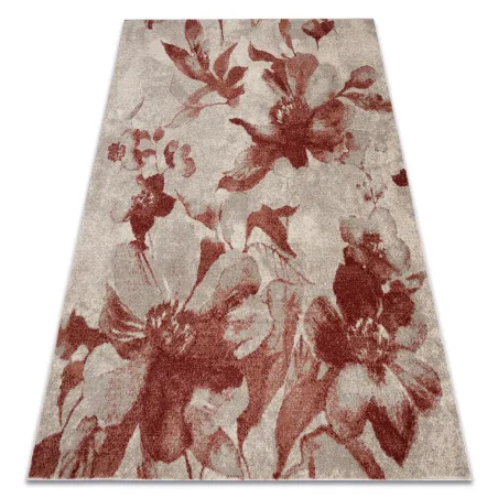 Covor FUSION 8259 floral în crem și bordou, design modern