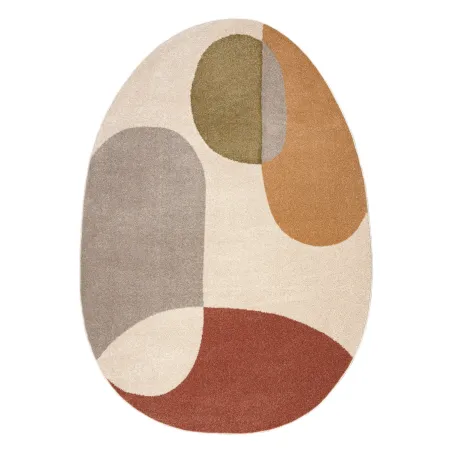 Covor geometric FUSION 5706 în nuanțe de crem și teracotă, design modern